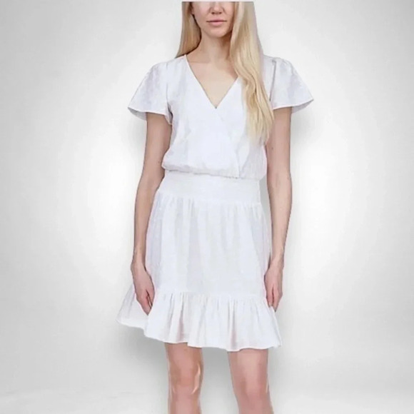 MICHAEL Michael Michael Kors Women's Julia Eyelet Mini Dress Medium White - Picture 3 of 11